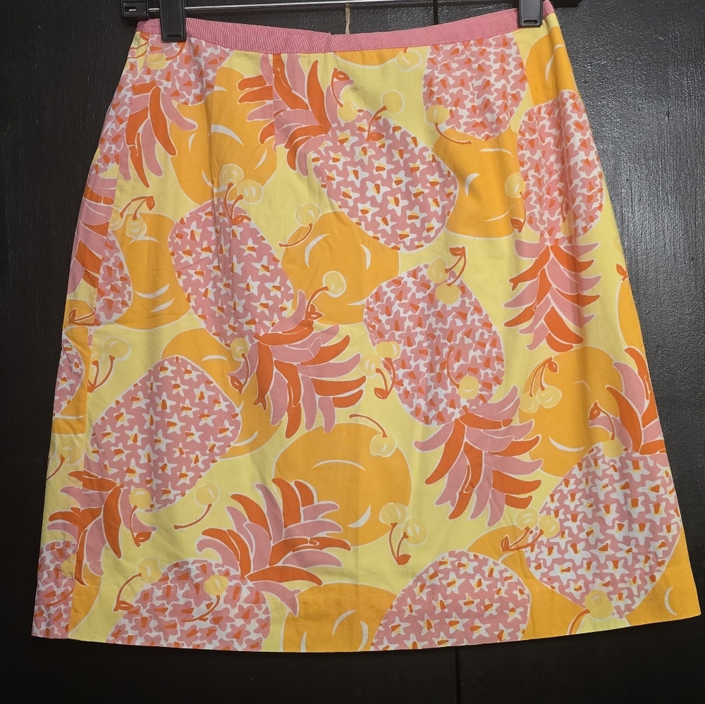 Vintage Lilly Pulitzer Pink Pineapple  A-Line Skirt Size 2- Excellent Condition